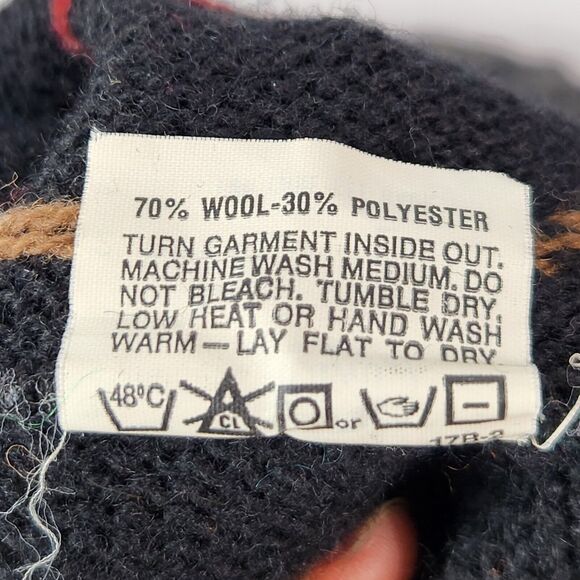 Vtg 90s Round Neck Sweater Men L Knitted Wool Blend Eclectic Grandpa Style Retro - Picture 6 of 6